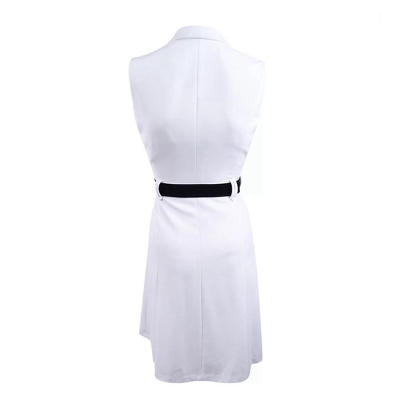 Calvin Klein Women's Belted Wrap Colorblocked Dress - Picture 3 of 10